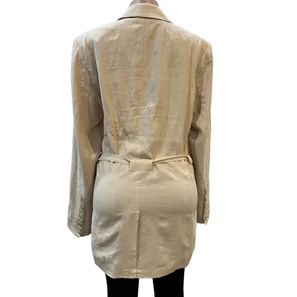 Free People Double-Breasted Cream Blazer Jacket - Picture 8 of 16